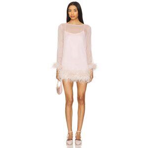 Bubish Harlow Sheer Mini Dress in Pale Lilac Feather